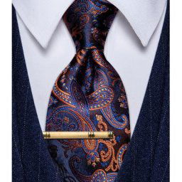Cravate de luxe violet pour hommes motif Paisley bleu mode soie mariage fête d'affaires
