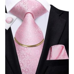 Hi-Tie – chaîne de luxe rose pour hommes nouveau Design à la mode boutons de manchette Hanky