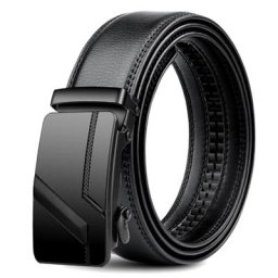 Ceinture en cuir PU pour homme automatique simple noir largeur 105 cm grande taille marque de