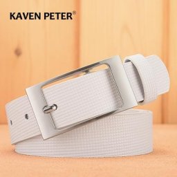 Ceinture de Styliste en Cuir PU Blanc pour Homme Haute Qualité Mode de Luxe Décontracté à Pois
