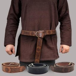 Ceinture en cuir pour hommes style Viking vintage en relief rond rétro Renaissance boucles de