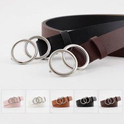 Ceinture en cuir Élà double anneau pour femme ceinture avec boucle en argent ceinture