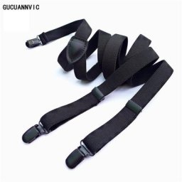 Sangle de pantalon en cuir pour hommes 2cm de large 3 clips dans le dos noir à la mode