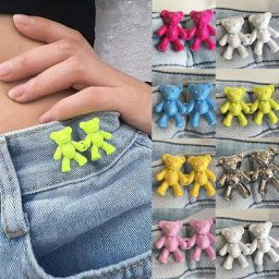Lèvent Métalliques Ours Colorés Amovibles Fermeture à Pression Épingle de Pantalon pour Jeans