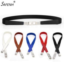 Ceinture fine élastique en PU pour femmes 1 pièce 4 couleurs noir et blanc