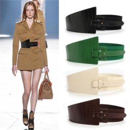 Ceinture de luxe en cuir pour femmes large élastique Vintage avec boucle ardillon sauvage à la