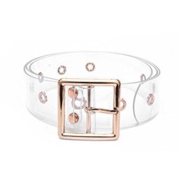 Ceinture transparente sans décoloration pour femmes ajustable en forme de cercle carré à boucle