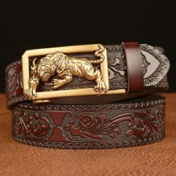Ceinture à boucle en forme de tigre pour homme accessoire de luxe en cuir véritable de vache de