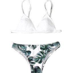 Maillot de bain imprimé feuilles pour femmes ensemble 2 pièces soutien-gorge rembourré culotte
