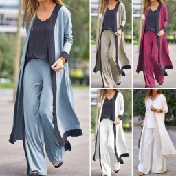 Ensemble cardigan trois pièces pour femme manteau haut à bretelles pantalon tenue de bureau