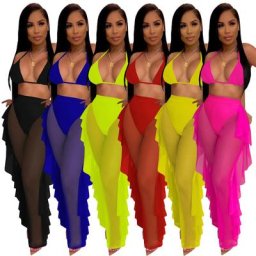 Ensemble deux pièces pour femmes maillot de bain sexy couleur unie dos nu soutien-gorge haut à