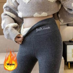 Leggings thermiques en laine d'agneau pour femmes jambières doublées de sourire épais taille