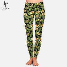 LETSFIND-Legging imprimé pour femme pantalon de fitness taille haute design avocat noir mode