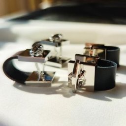 Lèvent de manchette en cuir noir et marron pour homme boutons de manchette mariage mode 2