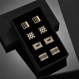 Boutons de manchette pour hommes 4 paires avec boîte-cadeau chemise pour hommes cadeaux pour