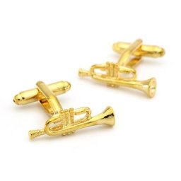 Boutons de manchette en cuivre couleur or livraison gratuite Design corne musique vente en gros