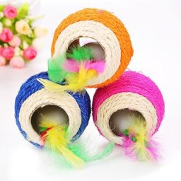 Jouets boule de Sisal naturel pour chat poste à gratter balle de souris Style interactif plumes