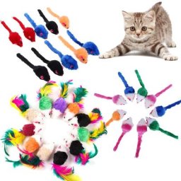 Mini souris mignonne en forme de sourire doux pour chat jouet en plumes colorées amusant pour