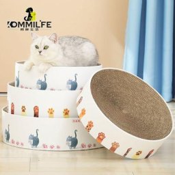 Lit rond à gratter pour chats planche à gratter Durable en papier ondulé coussin à gratter jouets