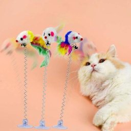 KXRE – jouet interactif à plumes baguette à plumes souris à gratter jouet à ventouse printemps