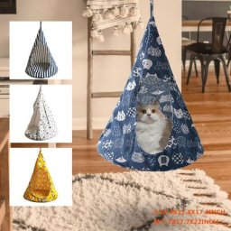 Tente hamac pour animaux de compagnie lit-balançoire amovible en forme de cône en lin respirant