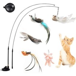 Jouet coule de plumes d'oiseau de simulation drôle jouet de anciers de chat avec ventouse de