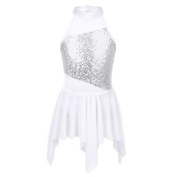Robe de danse de ballet évidée à paillettes pour filles robe justaucorps pour enfants costume de