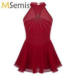 Robe en tulle avec biscuits pour enfants et adolescents patinage artistique danse de ballet