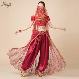 Costumes de Princesse Arabe brevIndienne Broderie en Dentelle Ventre en Lène Costume de ix