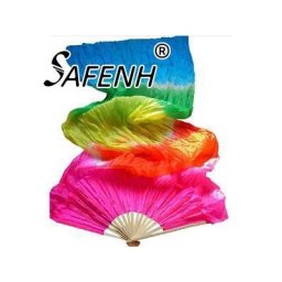 Éventails de danse du ventre colorés faits à la main en soie et bambou longs voile multicolores