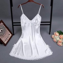 Robe de nuit blanche en dentelle col en v pyjama d'été pour femmes vêtements de maison chemise