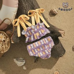 EWODOS-Maillot de bain doux pour filles ensemble bikini laçage à volants avec slip plissé