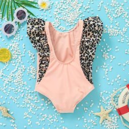 Maillot de bain une pièce imprimé léopard pour bébé princesse du soleil vert uni Bikini pour