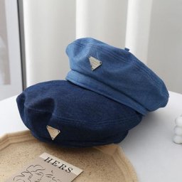 Bérets en denim version coréenne pour femmes casquettes simples chapeau de peintre sauvage