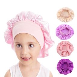 Bonnet de Nuit en Satin pour Enfant Doux et Lisse Large Bande artificiel astique Latérale pour