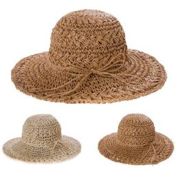 Chapeau de paille en Crochet pliable pour femmes Protection solaire à Large bord casquette de