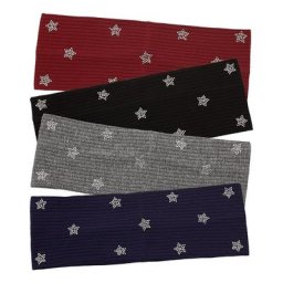 Serre-tête pentagramme en strass pour femmes bandeau élastique en coton côtelé couvre-chef doux et