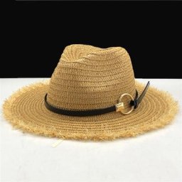 Chapeau anderen Raphia pour Fille et Homme Fedora en Paille de Soleil de Plage Cool Jazz