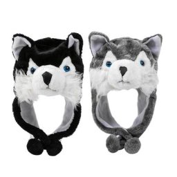 Bonnet en peluche animal de dessin animé unisexe chapeau en peluche de loup mignon accessoire