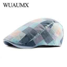 Wuaumx – bérets d'été pour hommes et femmes chapeau à carreaux colorés casquette de livreur de