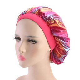Bonnet en Satin à large bande élastique coloré pour femmes chapeau de chimio respirant