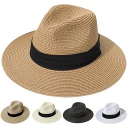 57-62cm Unisex Women Men Straw Caps Summer Casual Panama Jazz Hat Lady Beach Sun Hats Outdoor