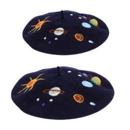Chapeau de peintre en laine Q39C mignon Happy Planet béret univers à la mode activités réunions
