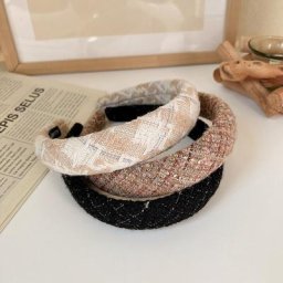 Bandeau Vintage en maille éponge pour femmes élégant léger à large bord rembourré pour décorer