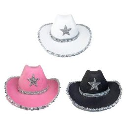 Chapeau de Cowboy étoile à paillettes pour femmes accessoires de fête pour enterrement de vie de