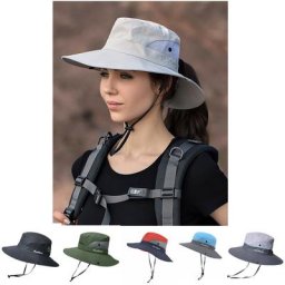 Chapeaux seau pour femmes Protection UV pliable trou de queue de cheval chapeau de pêcheur à
