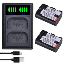 Batterie de caméra 2000mAh LP-E6 LP E6 LPE6 + double chargeur LED avec port type-c pour Canon 5D