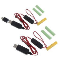 Type-C/USB to 4.5V AAA Battery Eliminator Cable Cord with Switch & Dummy Battery for LED Lights
