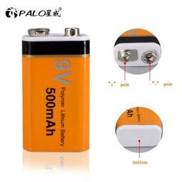 Palo 9V Rechargeable Battery 500mah 9V Lithium Rechargeable Battery 9V 6F22 Metal Detector Lithium
