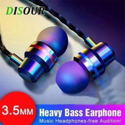 DISOUR-Écouteurs intra-auriculaires filaires avec micro écouteurs stéréo musique sport casque de